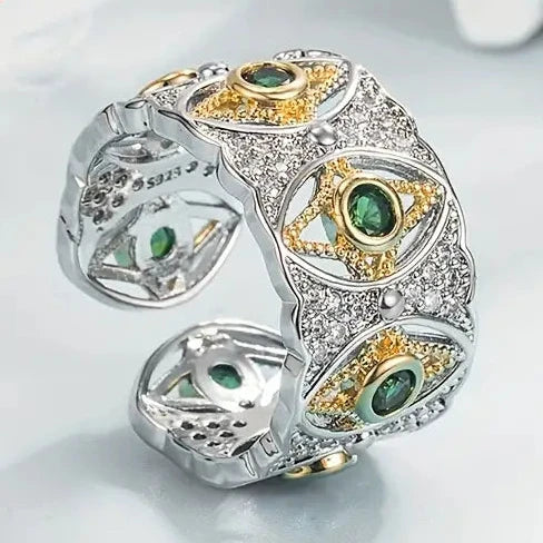 Vintage Green Zirconia Eye Ring