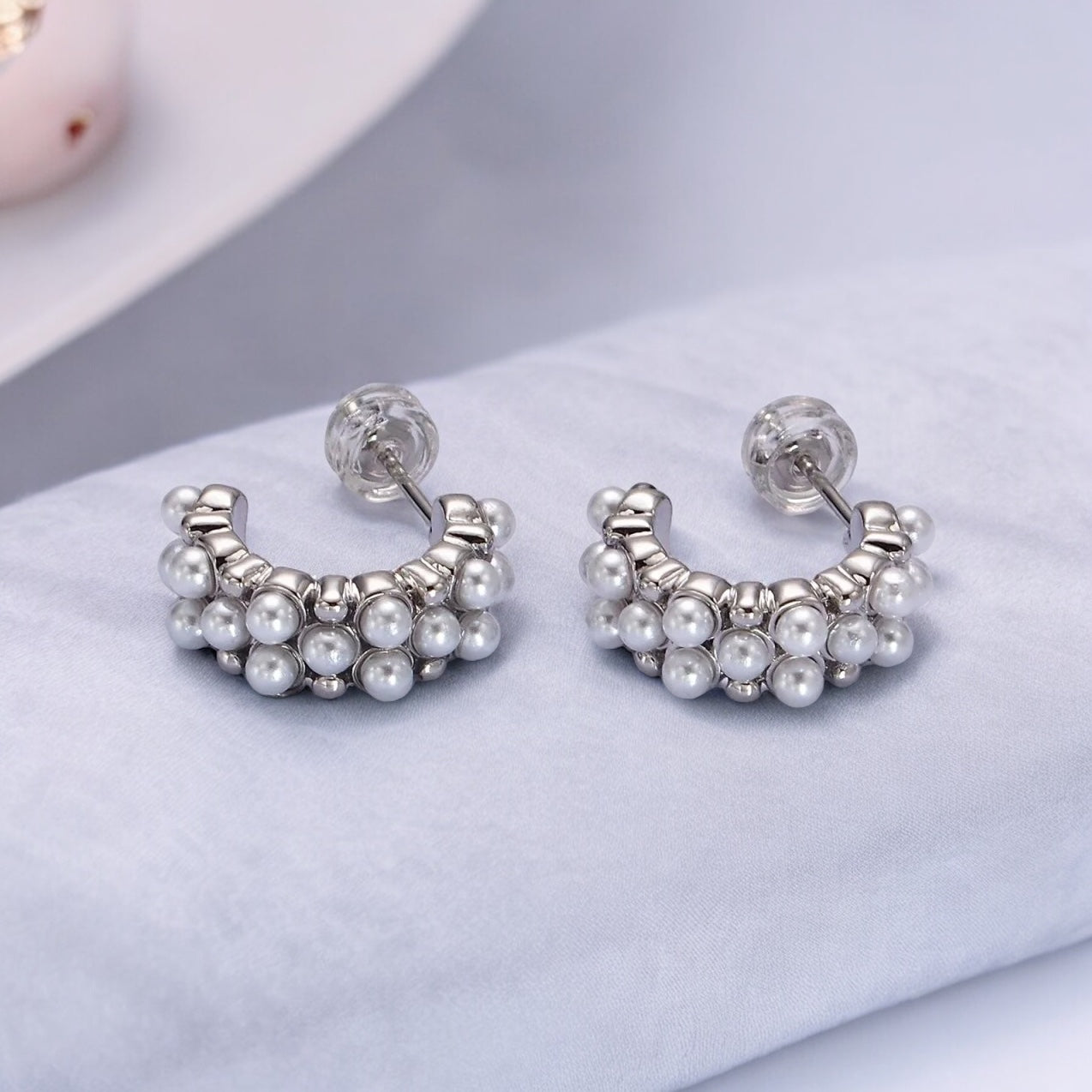 Sabrina Pearl Lined Hoop Earrings