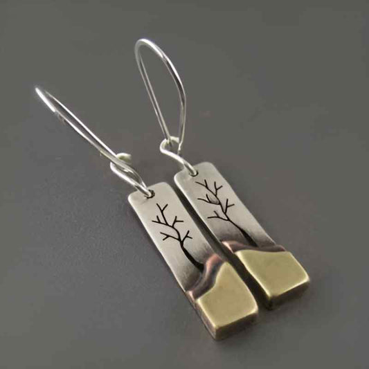 Vintage Square Leaf Earrings