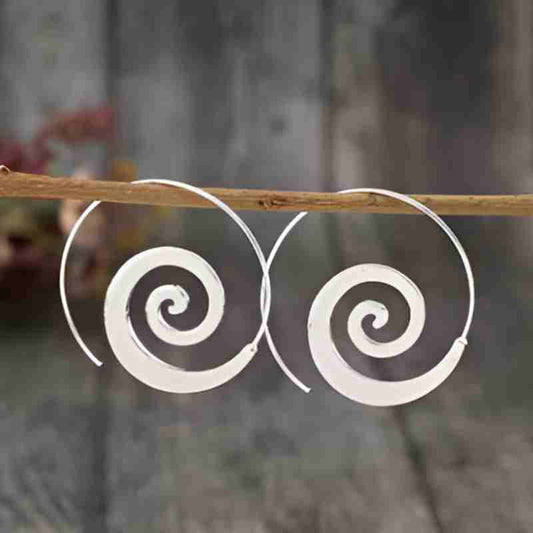 Vintage Silver Spiral Dangle Earrings