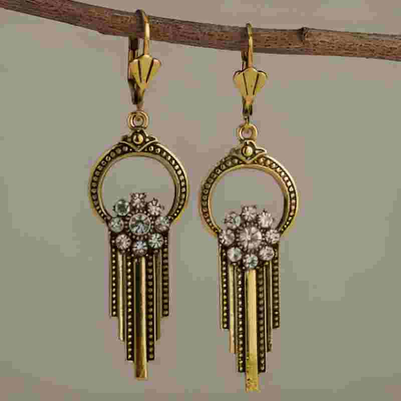 Vintage White Stone Dangle Earrings