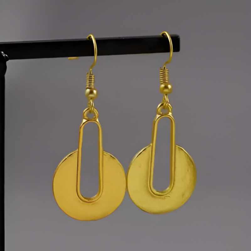 Gold Hollow Round Earrings