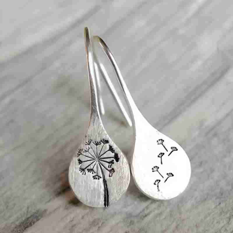 Vintage Silver Dandelion Earrings
