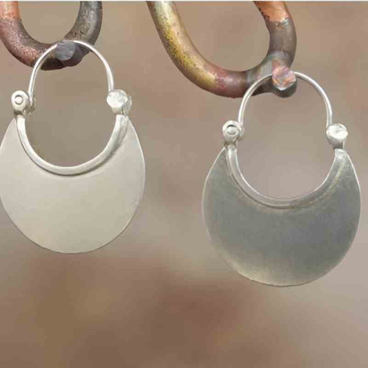 Vintage Silver Half-Round Hoop Earrings
