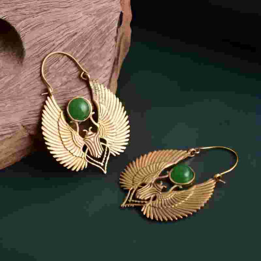 Vintage Gold Carved Worm Earrings
