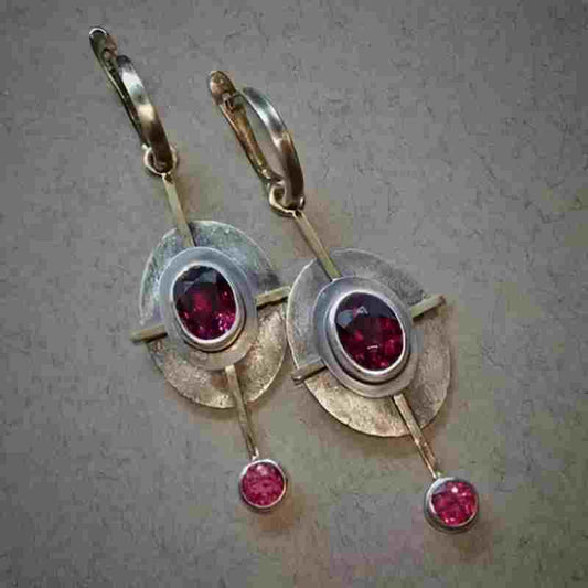 Vintage Pink Stone Dangle Earrings