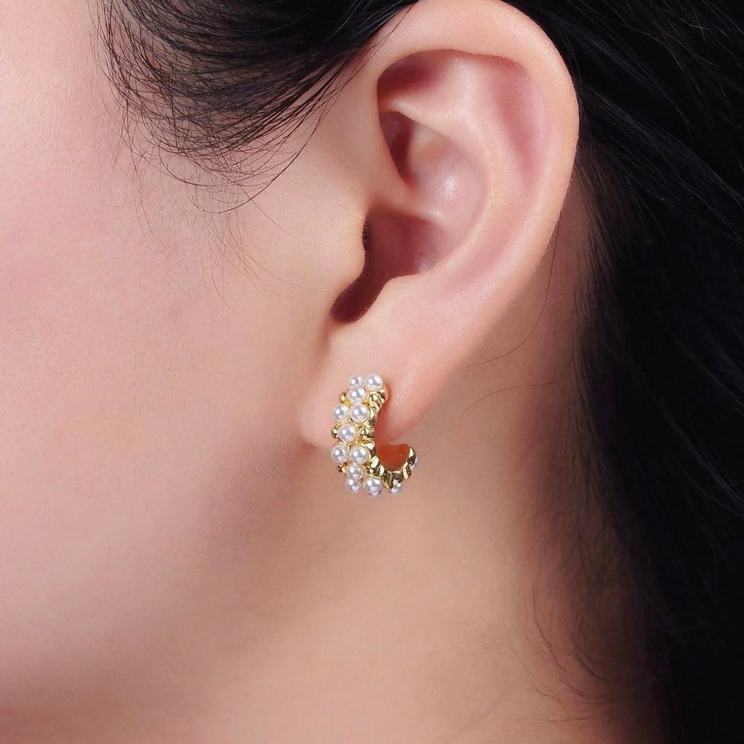 Sabrina Pearl Lined Hoop Earrings