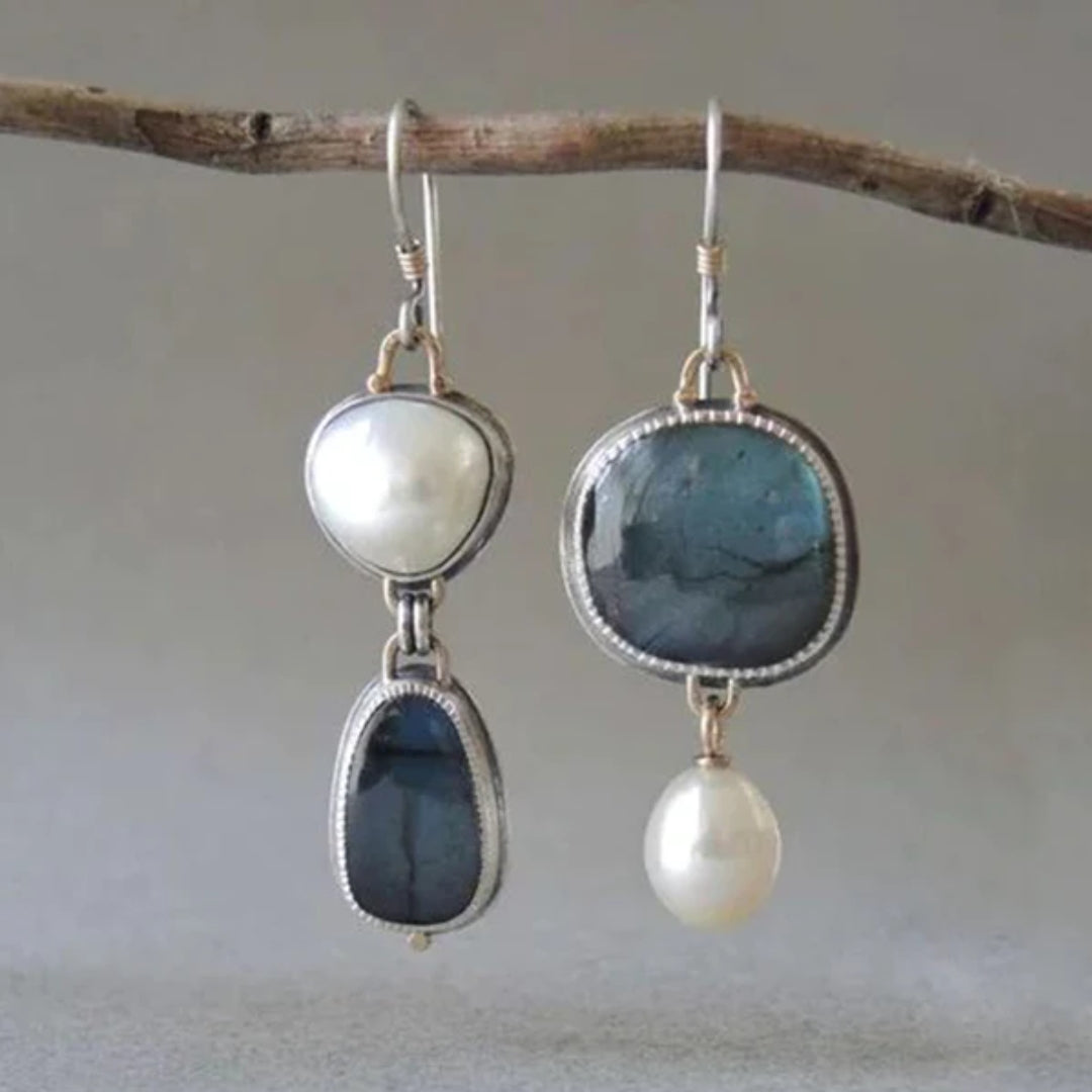 Vintage blue and pearl earrings