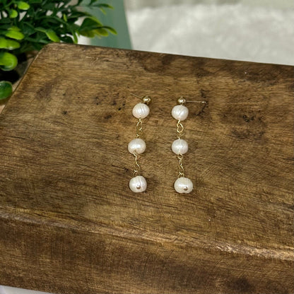 Three Wishes Pearl Dangle Earrings