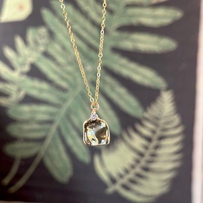 Elsa Hammered Square Pendant Necklace