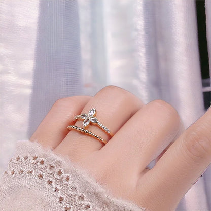Bellefleur Double Band Flower Ring