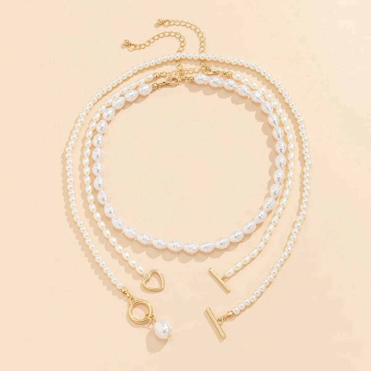Gold Pearl love necklace