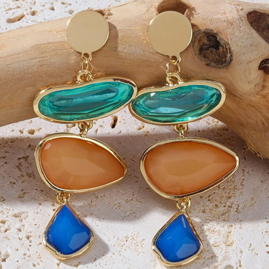 Vintage Colorful Crystal Earrings