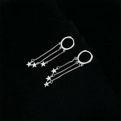 Gold and Silver Star Pendant Earrings