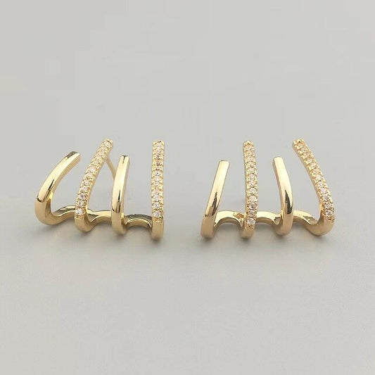 Nut Earrings with Zircons in Gold and Silver