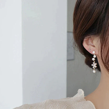 Romantic Earrings with Zirconia in Gold