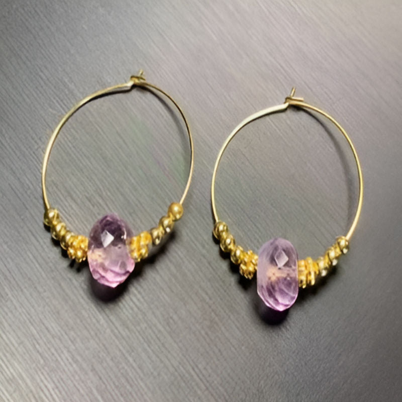 Vintage Amethyst Hoop Earrings