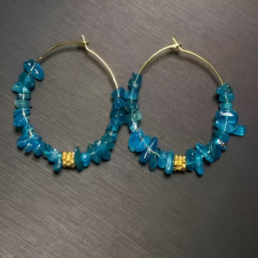 Vintage Blue Apatite Hoop Earrings