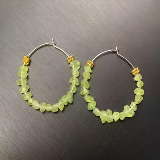 Vintage Natural Peridot Hoop Earrings
