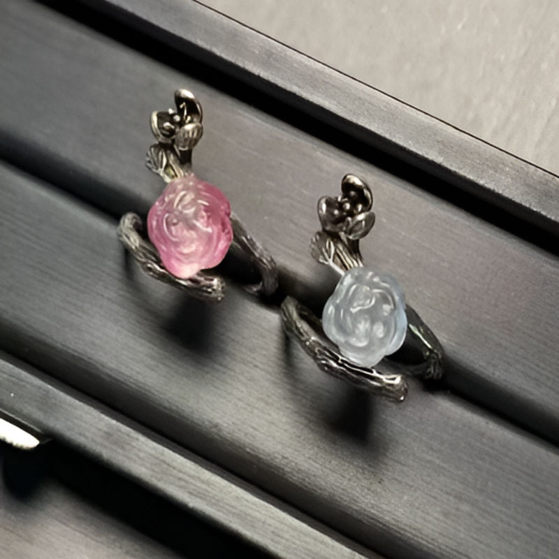 Vintage Flower Natural Fluorite Ring