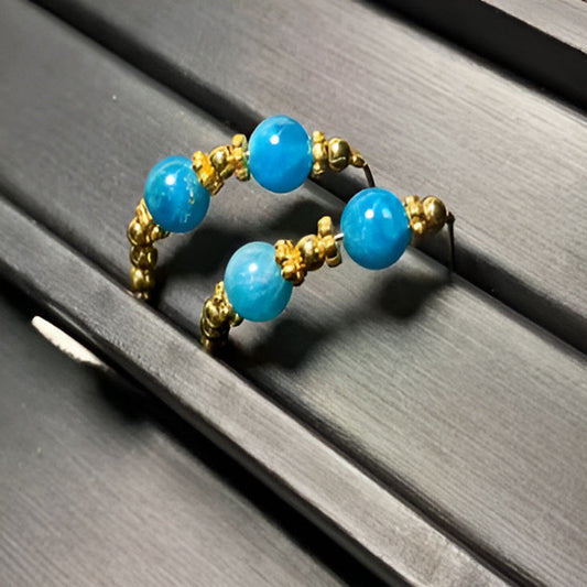 Vintage Natural Blue Apatite Stud Earrings