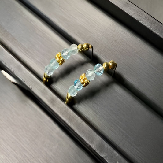 Vintage Blue Topaz Stud Earrings