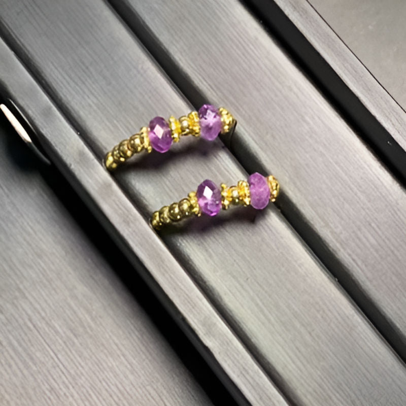 Vintage Natural Amethyst Stud Earrings