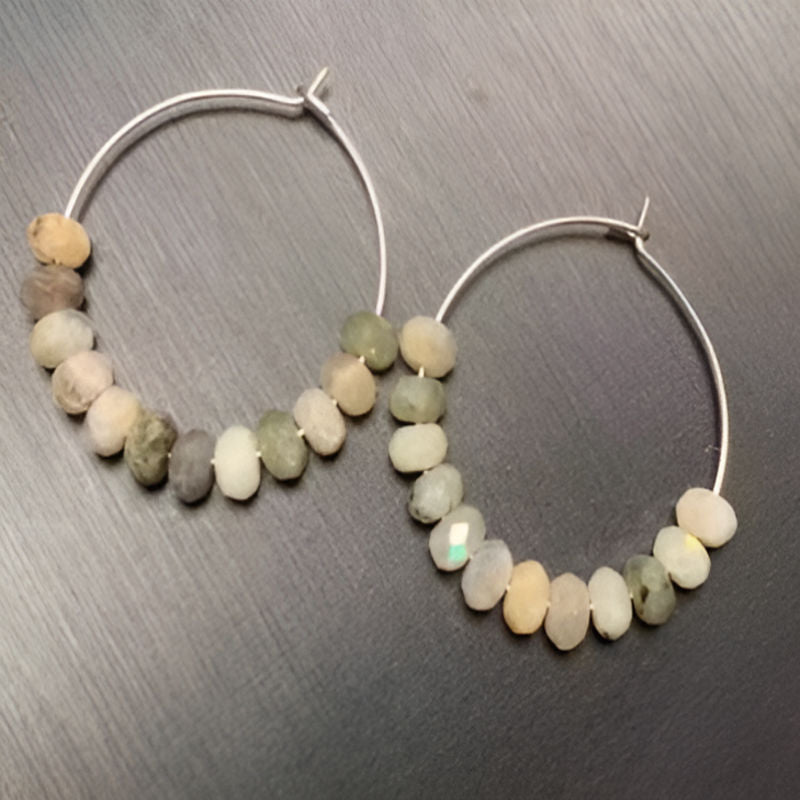 Vintage Moonstone Hoop Earrings