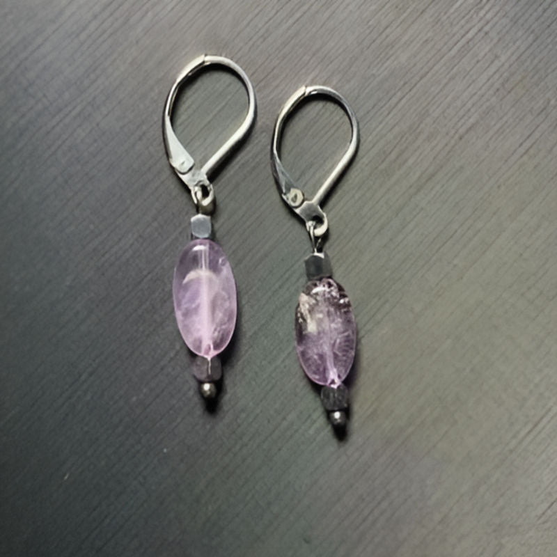 Vintage Rose Amethyst Drop Earrings