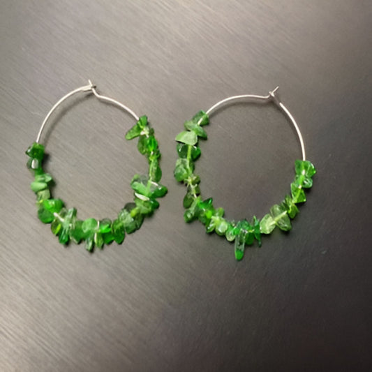 Vintage Natural Diopside Hoop Earrings