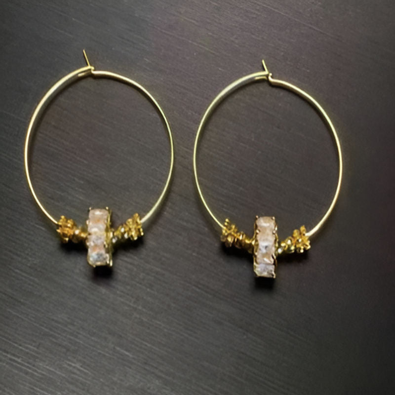 Vintage Zircon Hoop Earrings