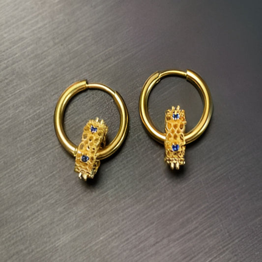 Vintage Blue Zircon Hoop Earrings