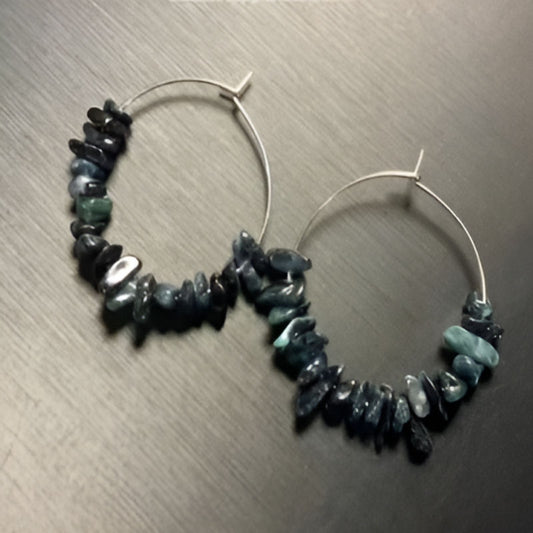Vintage Blue Tourmaline Hoop Earrings
