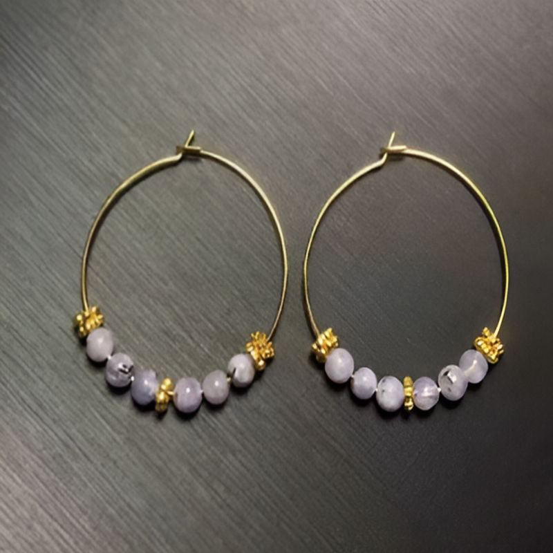 Vintage Tanzanite Hoop Earrings