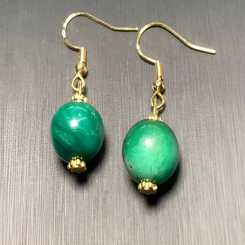 Vintage Green Mica Drop Earrings