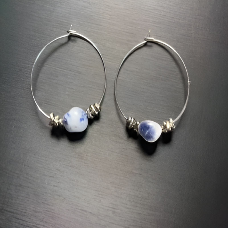 Vintage Blue Dumortierite Hoop Earrings