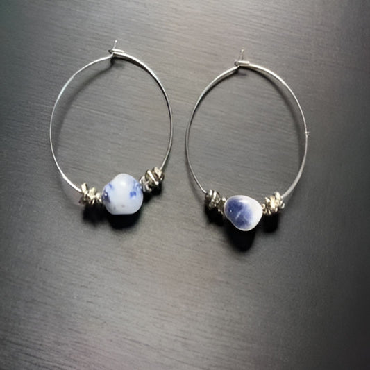 Vintage Blue Dumortierite Hoop Earrings