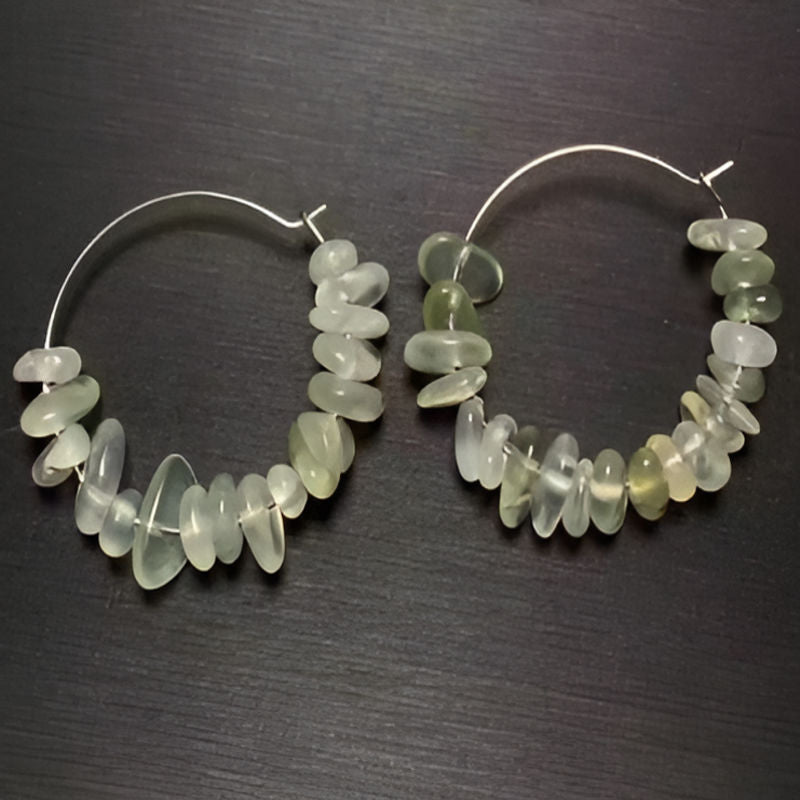 Vintage Prehnite Hoop Earrings