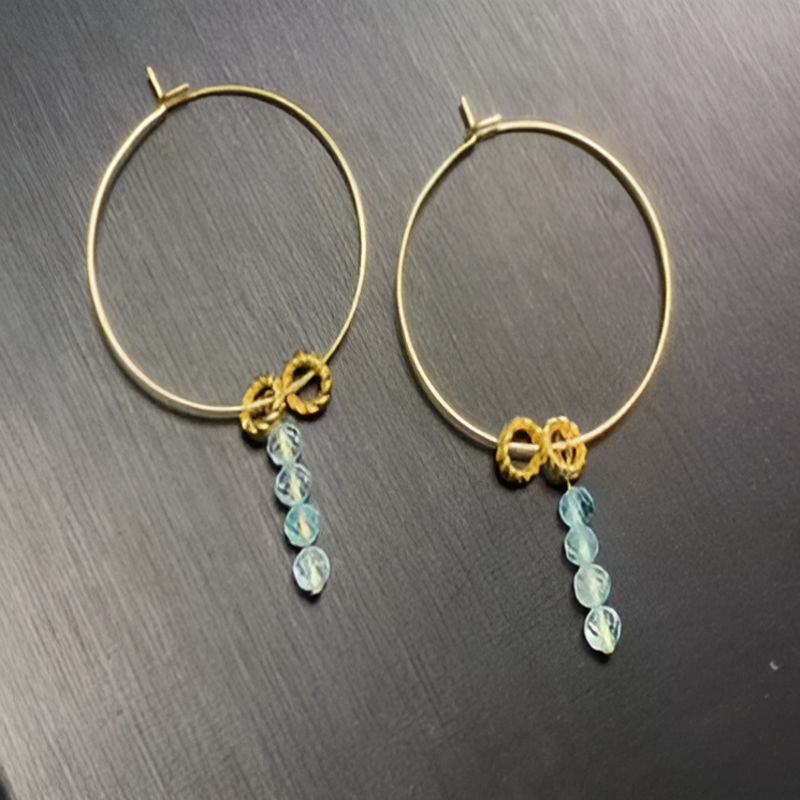 Vintage Blue Topaz Hoop Earrings
