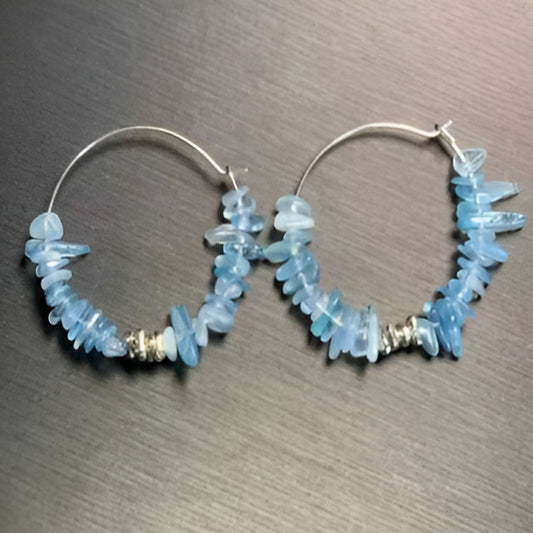 Vintage Aquamarine Hoop Earrings