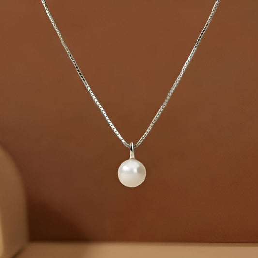 Elegant Silver Pearl Pendant Necklace