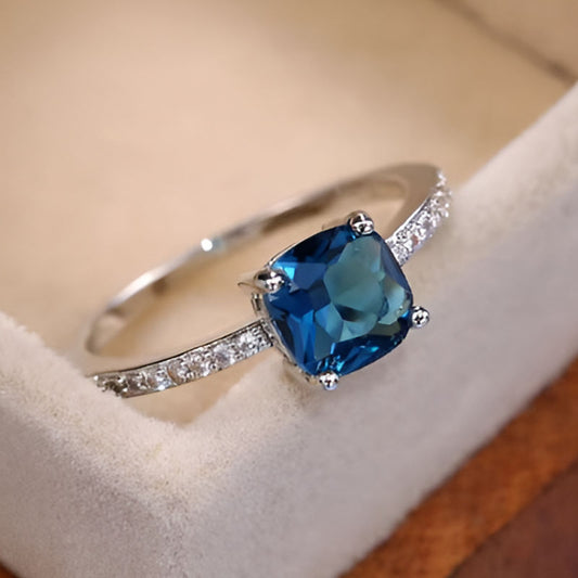 Vintage Square Blue Stone Ring