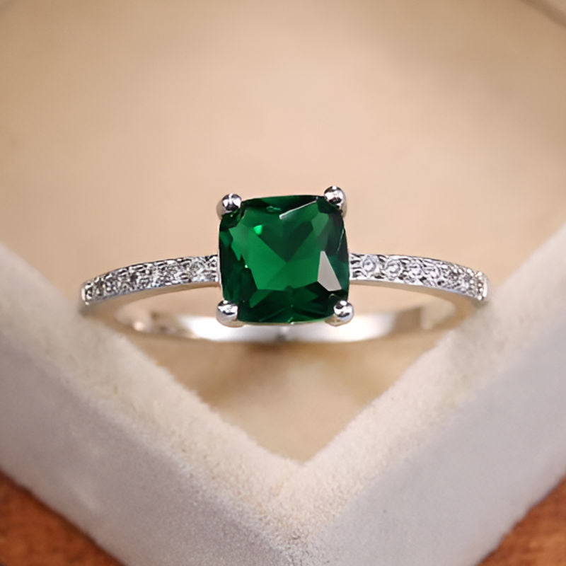 Vintage Square Green Stone Ring