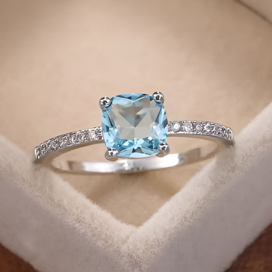 Vintage Square Sky Blue Stone Ring