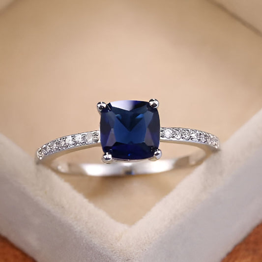 Vintage Square Sapphire Stone Ring