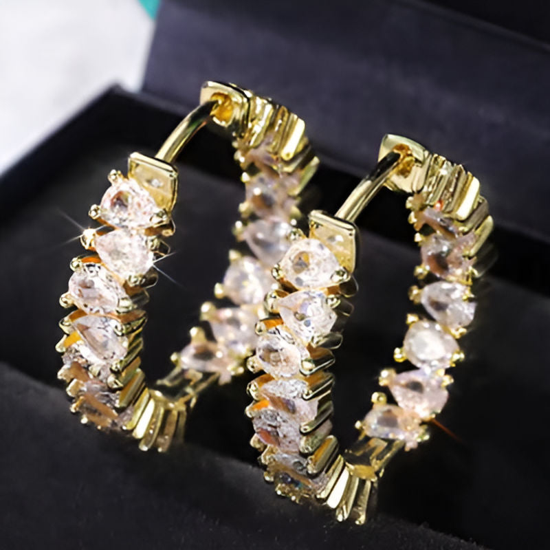 Gold Cubic Zirconia Hoop Earrings