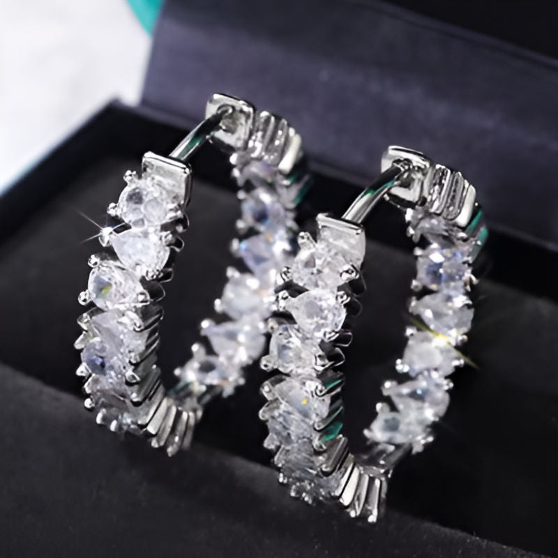 Silver Cubic Zirconia Hoop Earrings