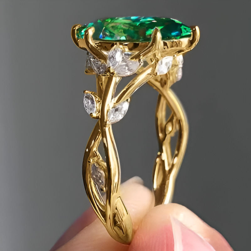 Vintage Marquise Green Stone Zirconia Ring