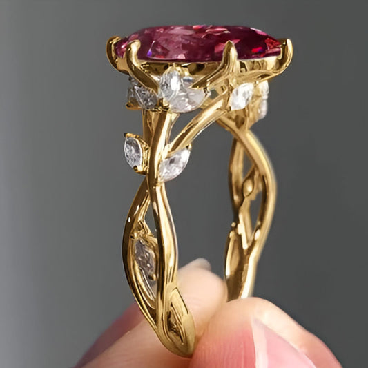 Vintage Marquise Red Stone Zirconia Ring