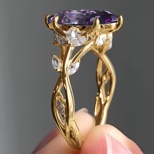 Vintage Marquise Purple Stone Zirconia Ring